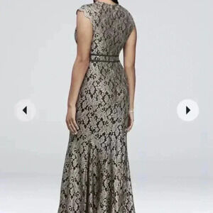 Rm Richards Formal Evening Glitter Lace Cap Gown Size 6